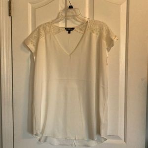 Express cream shirt with lace accent